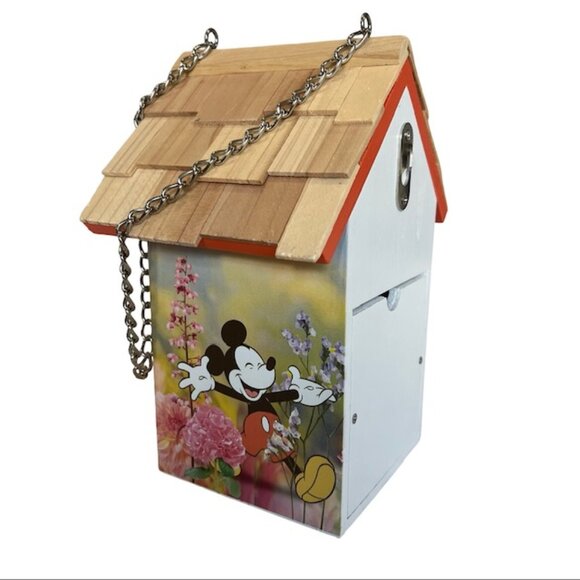 Disney Mickey Mouse Orange Blue Wooden Birdhouse - Viral Tiktok - 9-1/4" Tall - Picture 12 of 15